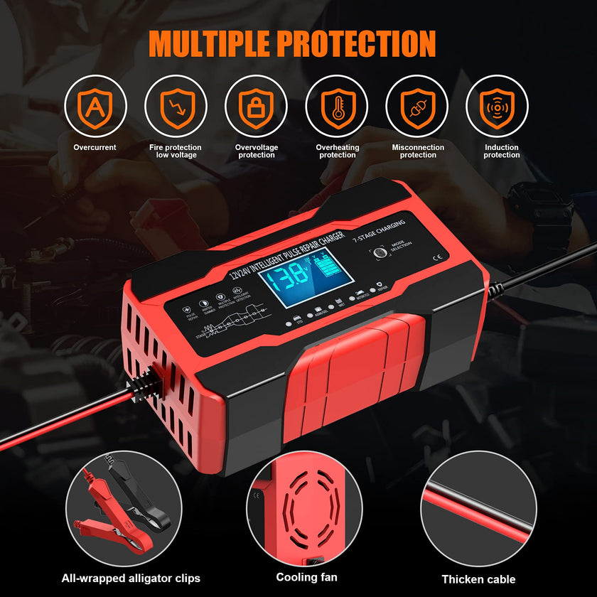 YONHAN Battery Charger 10-Amp 12V and 24V Fully-Automatic Smart Car Battery Charger, Battery Maintainer Trickle Charger, and Battery Desulfator with Temperature Compensation 🍁 All In One Marketplace Canada