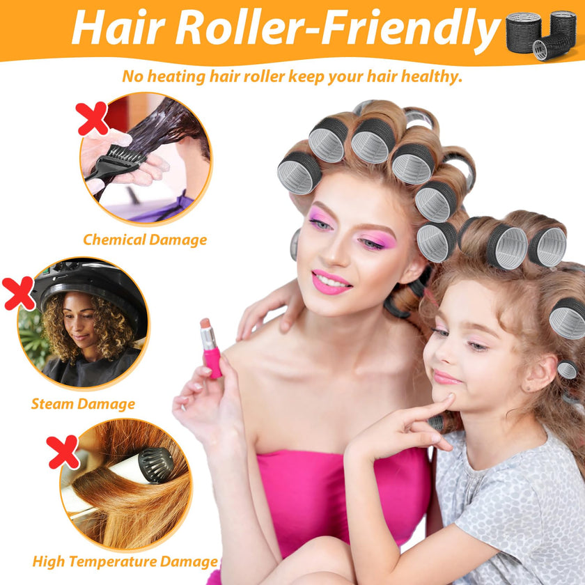 39PCS Self Grip Hair Rollers Curlers 3 Sizes Black Hair Roller 2.5in, 1.9in, 1.4in, Jumbo Hair Roller with 12PCS Duckbill Clips Hair Rollers for Long Medium Short Thick Fine Volume Bangs Hair 🍁 All In One Marketplace Canada