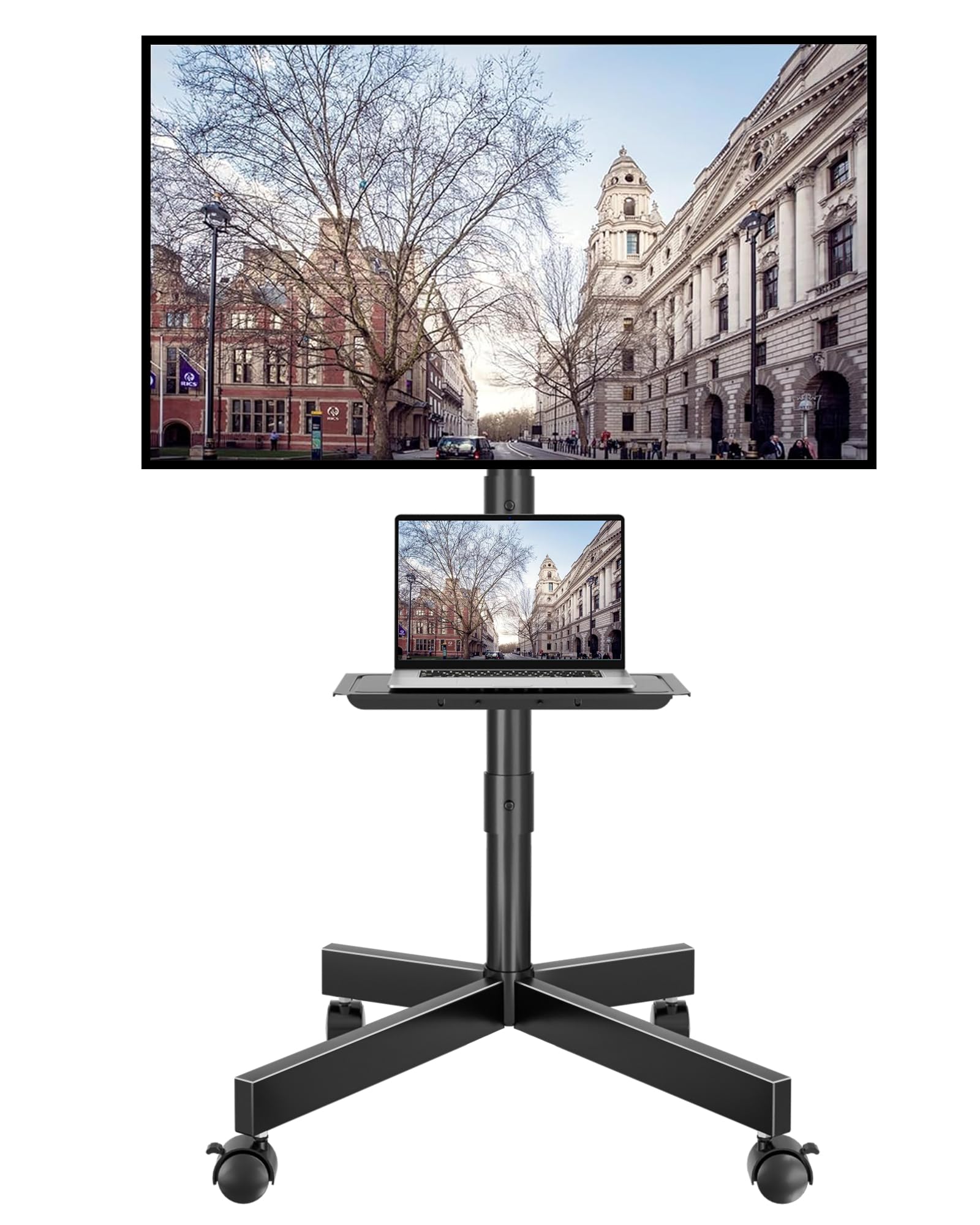 BONTEC Mobile TV Stand with Tilt Function, Rolling TV Cart for 23-60