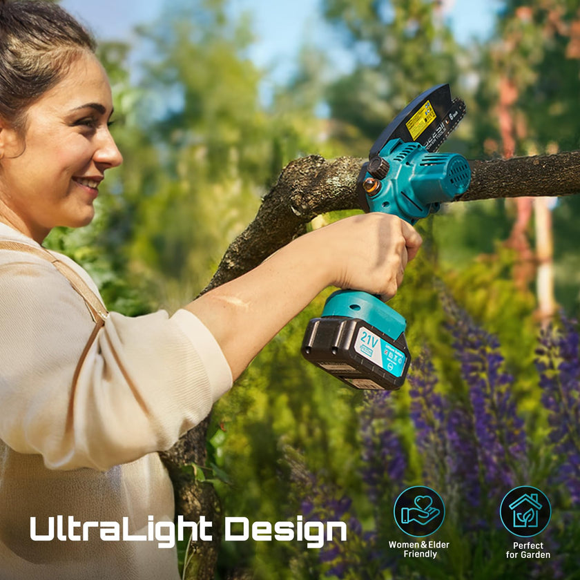 SEESII Mini Chainsaw 6 Inch: Electric Chainsaw with 2PCS 4000mAh Batteries & Oiler - 900W Motor for Quick Work - Saw for Branch Cutting - Gifts for Father Day Men Women Dad Mom Gardener (M6 Pro) 🍁 All In One Marketplace Canada