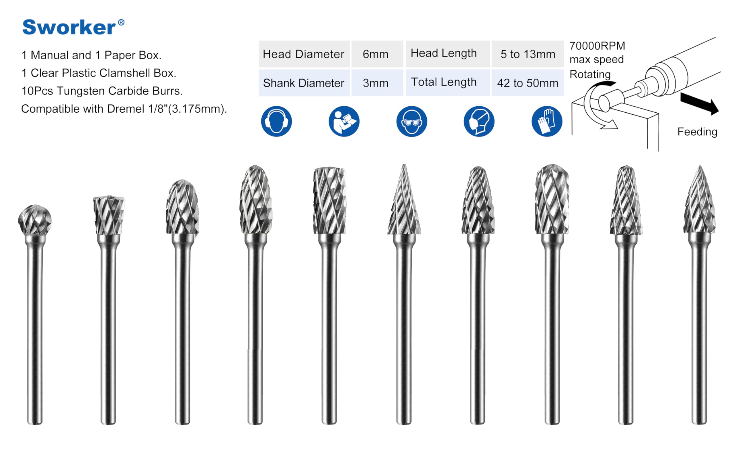 Sworker 10Pcs 1/8