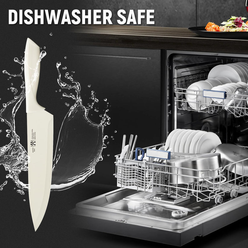 HUNTER.DUAL Knife Set, Dishwasher Safe Kitchen Knife Set with Block, 15 Pcs Cream Kitchen Knife Sets with Block Self Sharpening, 6 Steak Knives (Cream) 🍁 All In One Marketplace Canada