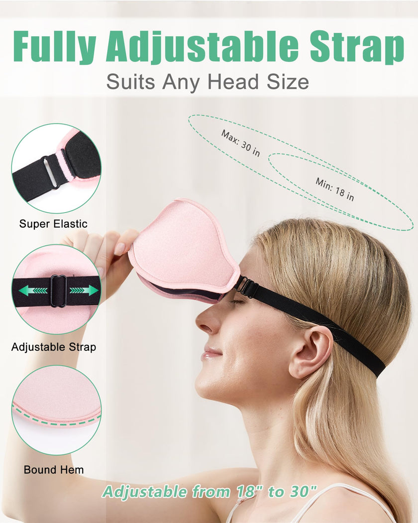 100% Blackout Sleep Mask for Women Men, 2 Packs 3D Contoured Eye Mask for Sleeping with Adjustable Strap, BeeVines Eye Mask for Eyelash Extensions Sleep Mask Blindfold, Soft Breathable Eye Shade Cover for Travel Yoga (Black & Pink)