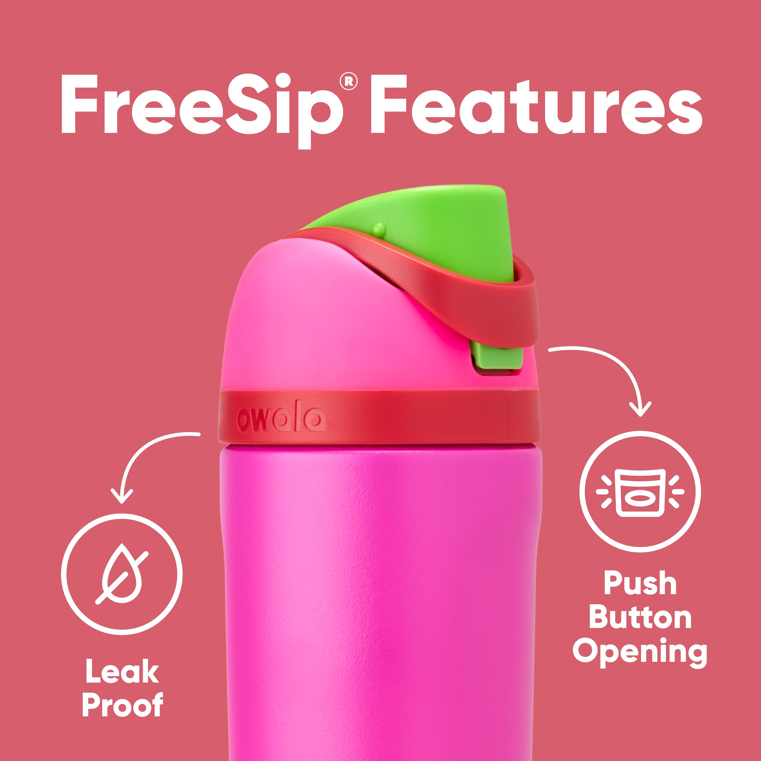 Owala Kids FreeSip Insulated Stainless Steel Water Bottle with Straw, BPA-Free Sports Water Bottle, Great for Travel, 16 oz, All the Berries 🍁 All In One Marketplace Canada
