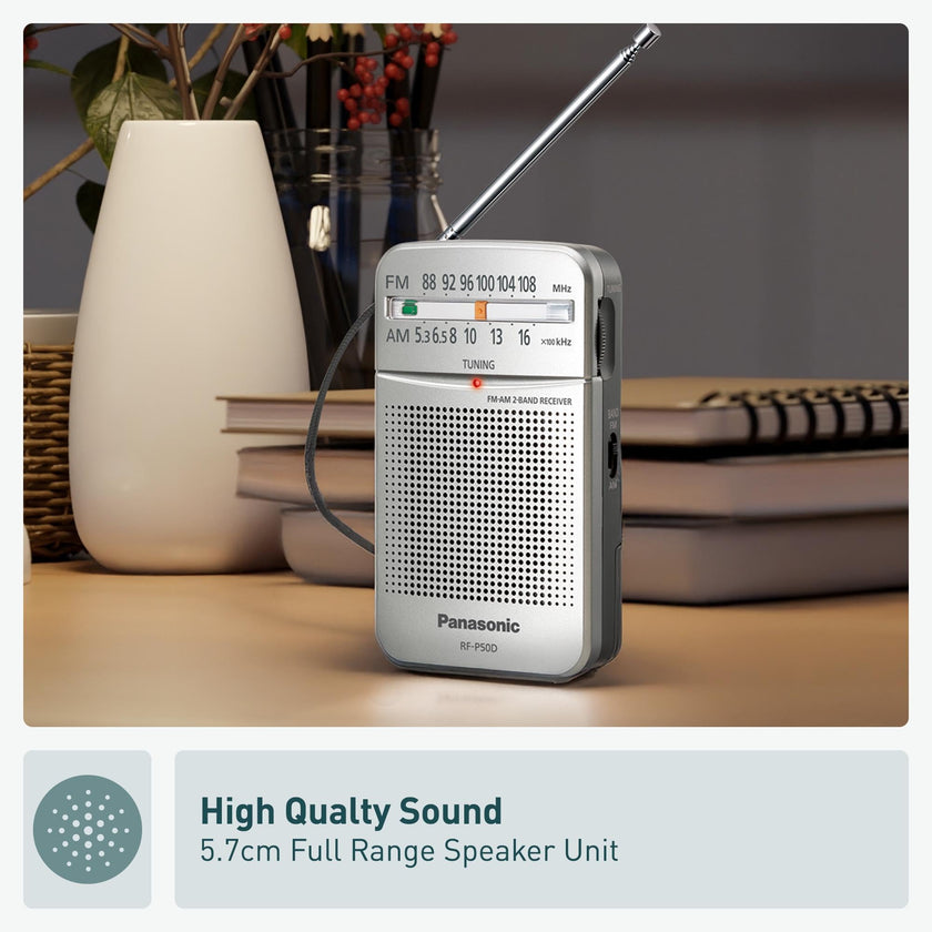 Panasonic RF-P50 Pocket AM/FM Radio, Silver, Without Headphone (RFP50) 🍁 All In One Marketplace Canada
