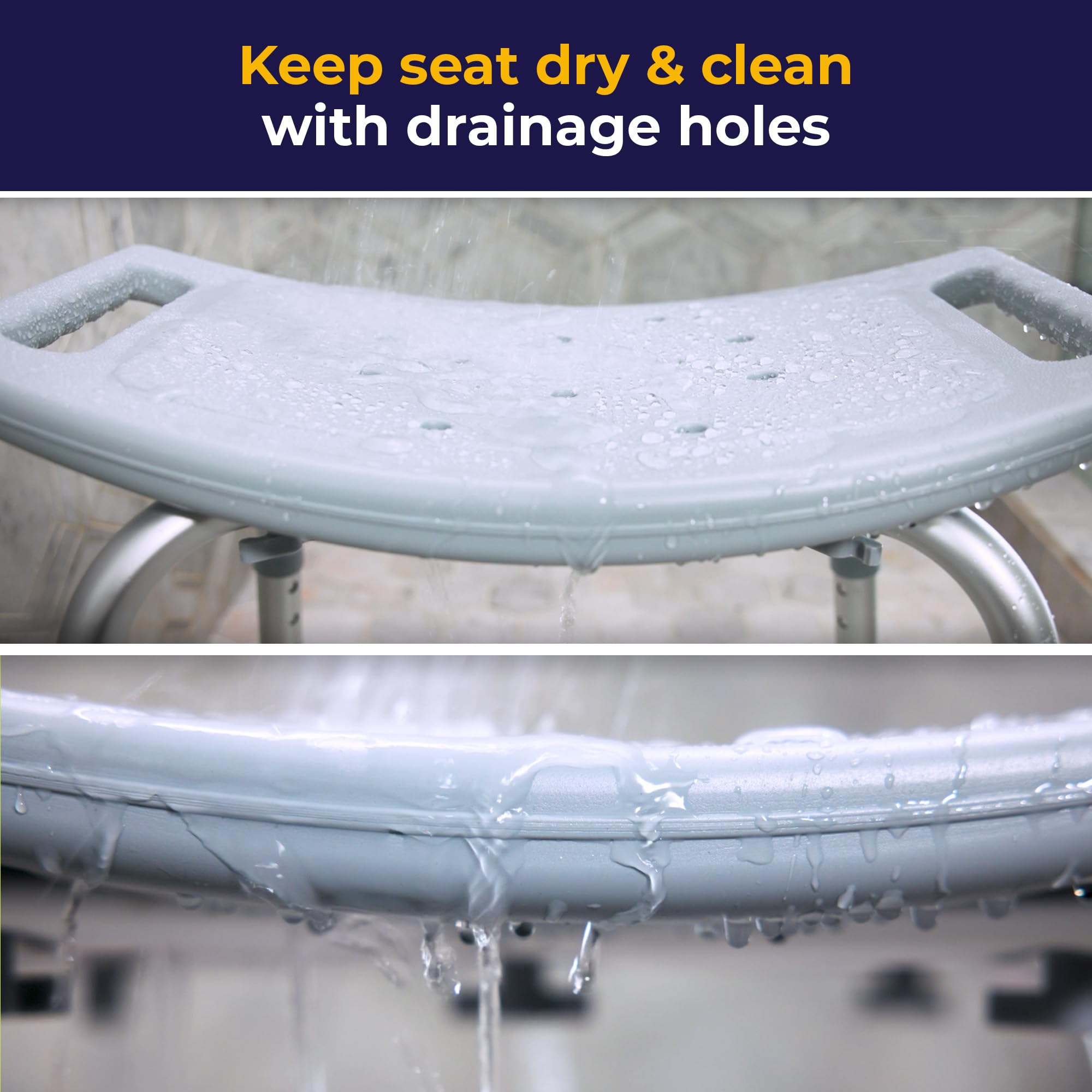 Drive Medical RTL12203KDR Shower Chair, Adjustable Stool with Suction Feet, Seat for Inside Shower or Tub, Bathroom Bench Bath Chair for Elderly and Disabled, 300 LB Weight Cap 🍁 All In One Marketplace Canada