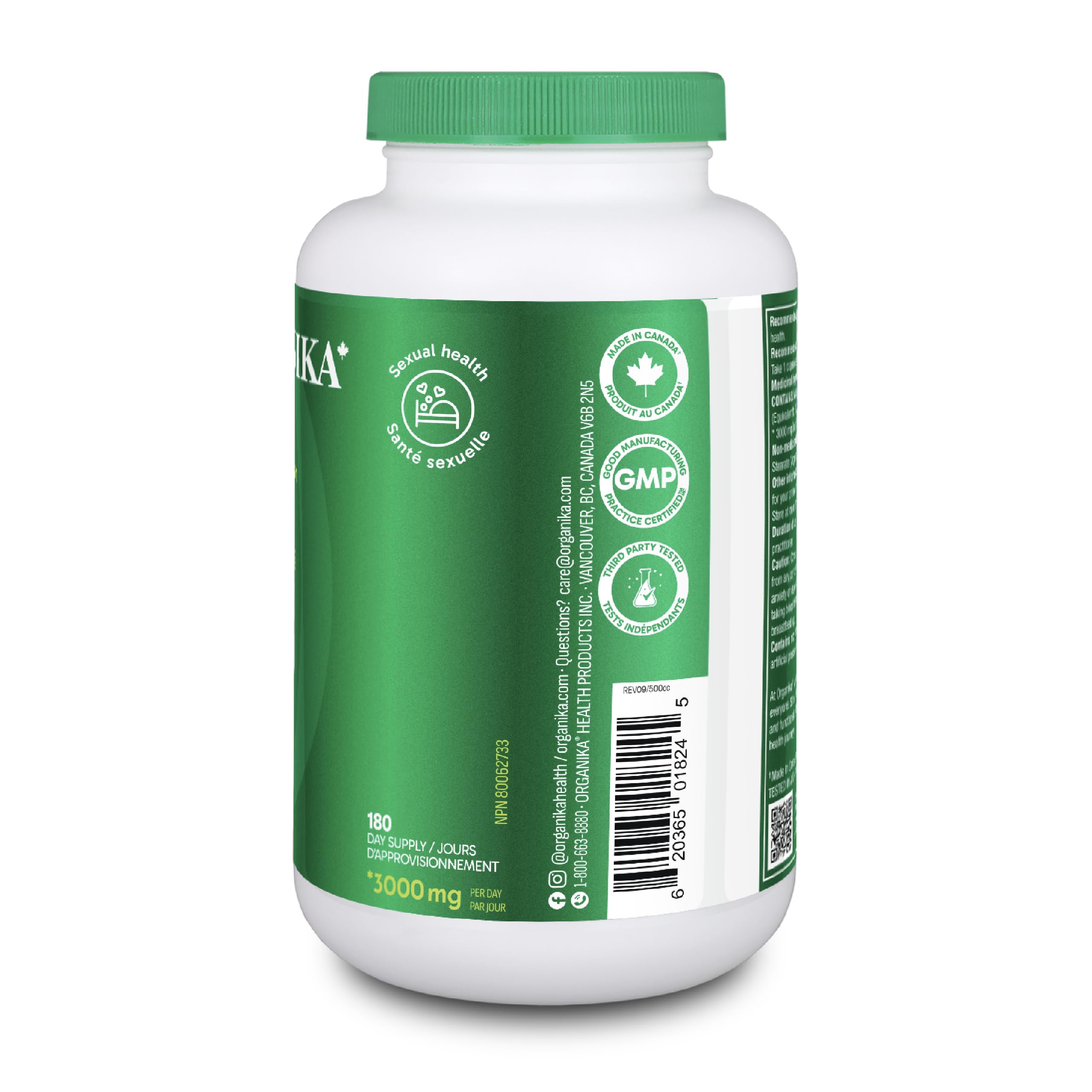 Organika Canadian-Made Maca 4:1 Strength 180 Vcaps - 3000mg | High Bioavialability Formula, Adaptogen to Help with Stress, Energy and Hormone Balance 🍁 All In One Marketplace Canada