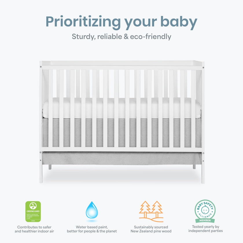 Dream On Me Synergy 5-in-1 Convertible Crib in White, Greenguard Gold Certified, BSA Certified, 3 Mattress Height Settings, Classic Nursery Furniture 🍁 All In One Marketplace Canada