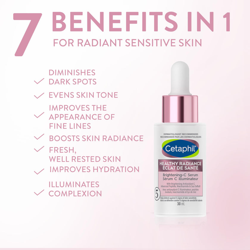 Cetaphil Healthy Radiance Brightening Serum for Face, Niacinamide Peptide Serum with Antioxidant C, Pore Minimizer for Dull Skin, Dermatologist Recommended, 30ml 🍁 All In One Marketplace Canada