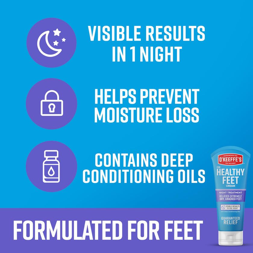 O'Keeffe's Healthy Feet Night Treatment Foot Cream for Dry Feet, 198 g 🍁 All In One Marketplace Canada