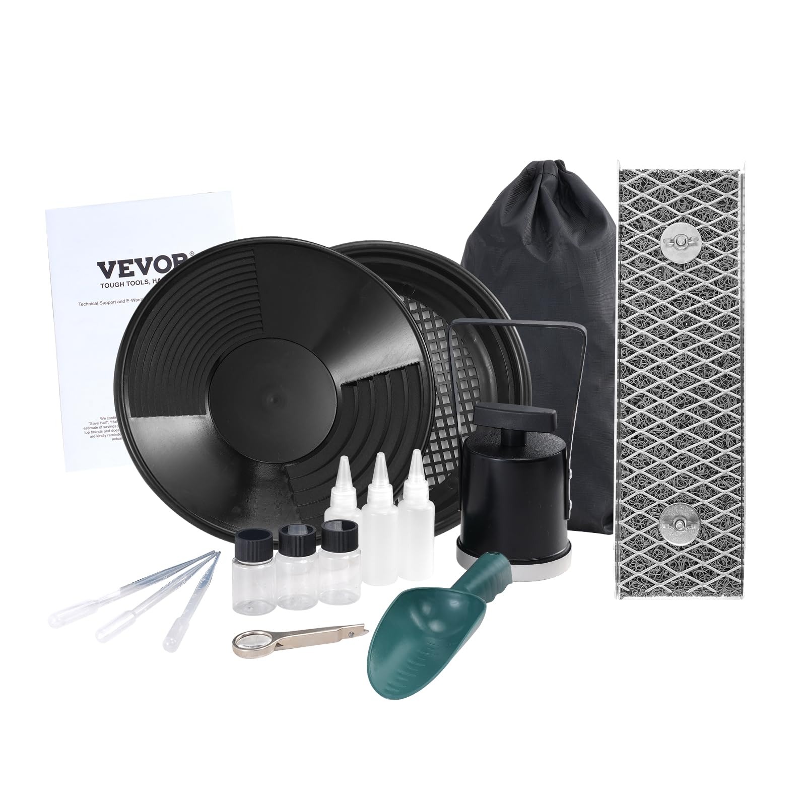 VEVOR Gold Panning Kit with Mini Sluice Box, 12