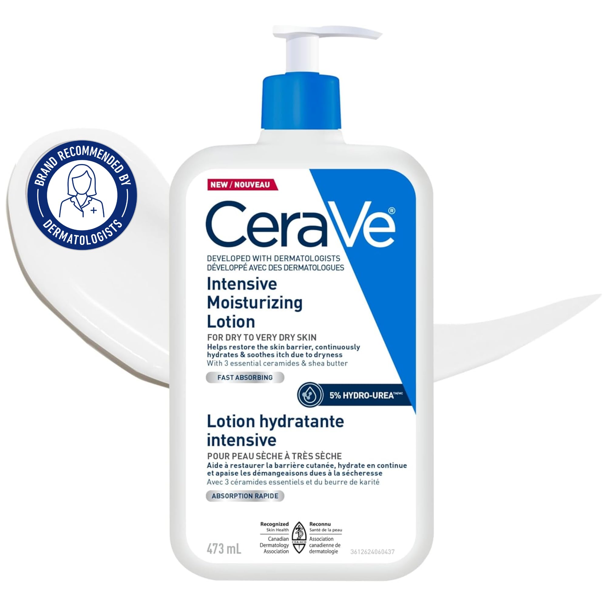 CeraVe Intensive Moisturizing Lotion with 5% Hydro-Urea & Shea Butter, for Dry to Very Dry Skin, Hydrates Itchy Skin due to Dryness. Fragrance-Free, Developed with Dermatologist, 473mL 🍁 All In One Marketplace Canada