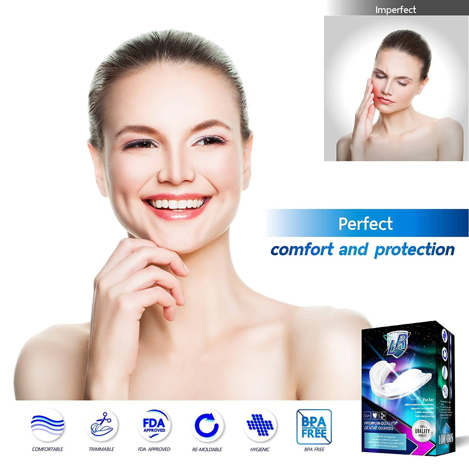 6 Pcs Moldable Mouth Guard for Teeth Grinding & Clenching, Professional Custom Fit Boil and Bite Night Guards for Sleep, 3mm Trimmable Dental Protector for Men Women and Teens 🍁 All In One Marketplace Canada