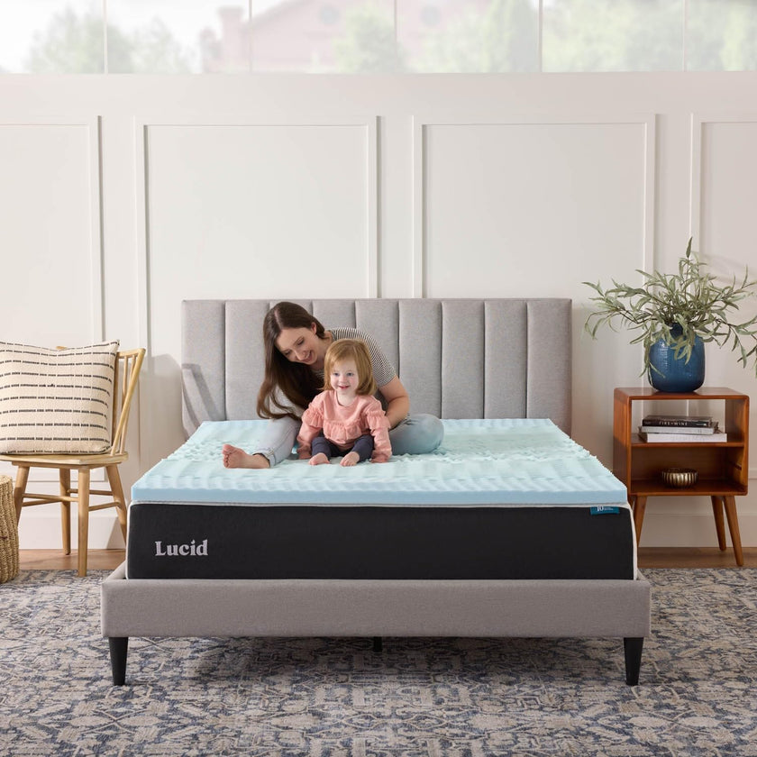 LUCID 2 Inch Gel Memory Foam Plush - Cooling Targeted Convoluted Comfort Zones Mattress Topper - Queen 🍁 All In One Marketplace Canada