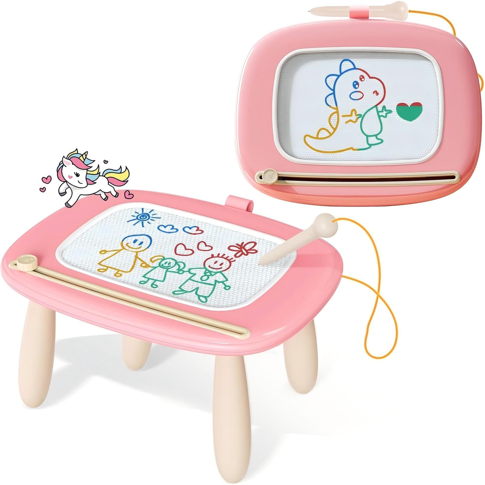 Kikidex Girl Toys Age 1-3 Magnetic Drawing Board, Gifts for 1 2 3 Year Old Toddlers Birthday, Doodle Board for Preschool Learning and Educational Erasable Sketching Pad(Soft Pink) 🍁 All In One Marketplace Canada