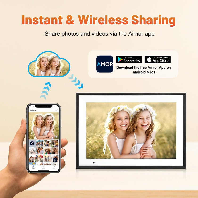 Anna Bella Digital Photo Frame 10.1 Inch with 1280x800 HD IPS Touch Screen, 32GB WiFi Digital Picture Frame with App Sharing, Auto-Rotate Photo Frame with Sleep Mode, Gift for Parents, Friends 🍁 All In One Marketplace Canada