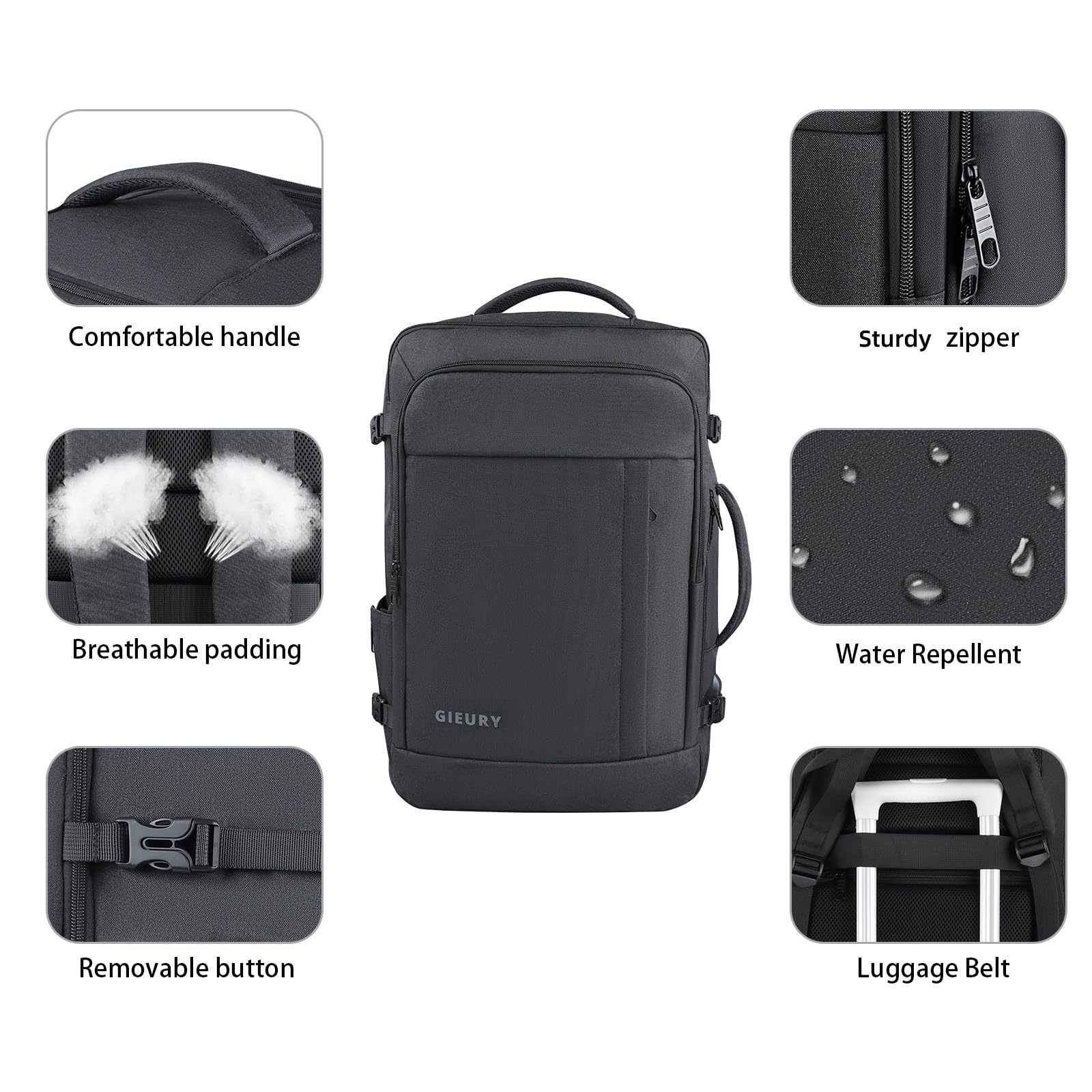 Carry On Backpack, 50L Travel Backpack, Luggage Backpack TSA Flight Approved Laptop Backpack for Men & Women, Large Expandable Backpack 40L Daypack Lightweight Business Weekender Bag, Black 🍁 All In One Marketplace Canada