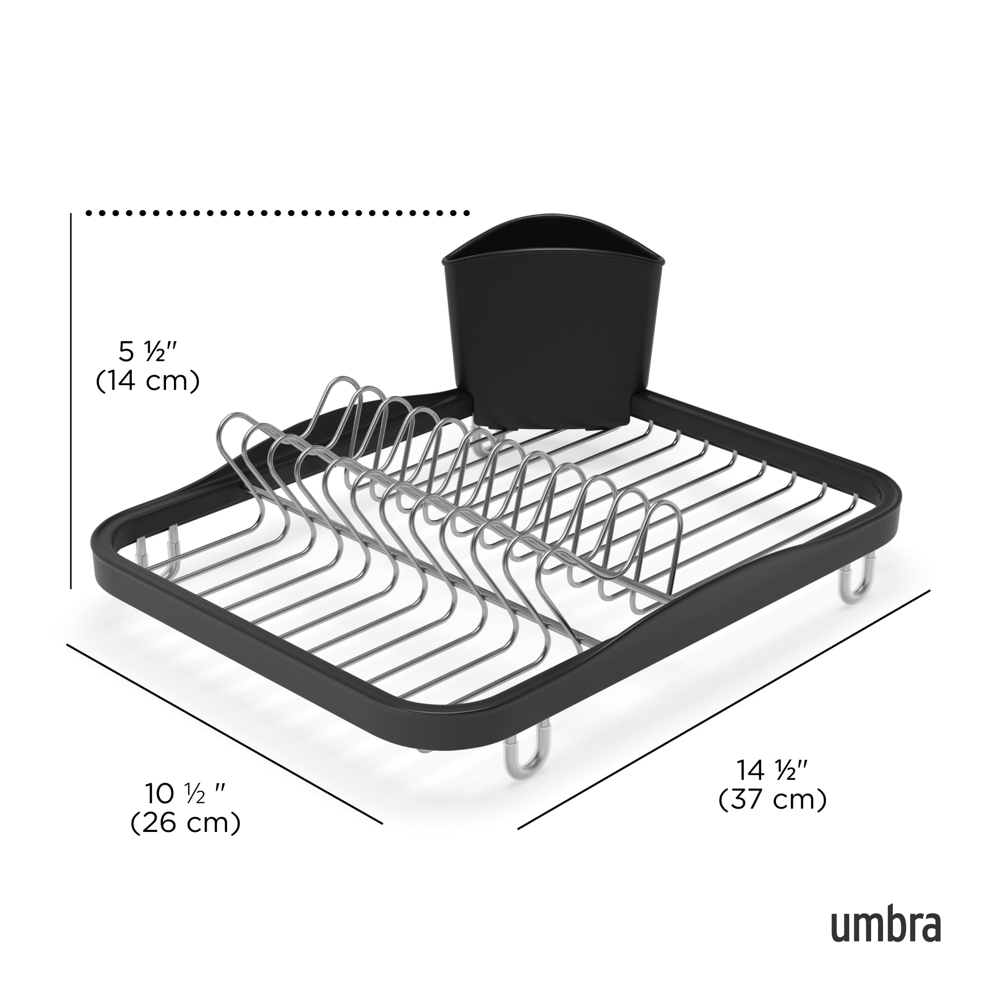 Umbra Sinkin Dish Drying Rack – Drainer Caddy with Removable Cutlery Holder – Use in Sink or On Counter, Standard, Black/Nickel 🍁 All In One Marketplace Canada