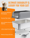 Powools Stainless Steel Cat Litter Box for Kittens, Metal Kitty Litter Box with Scoop, Anti-Leakage Top Entry, Non-Sticky, Easy to Clean, Grey, M (1 Pack) 🍁 All In One Marketplace Canada