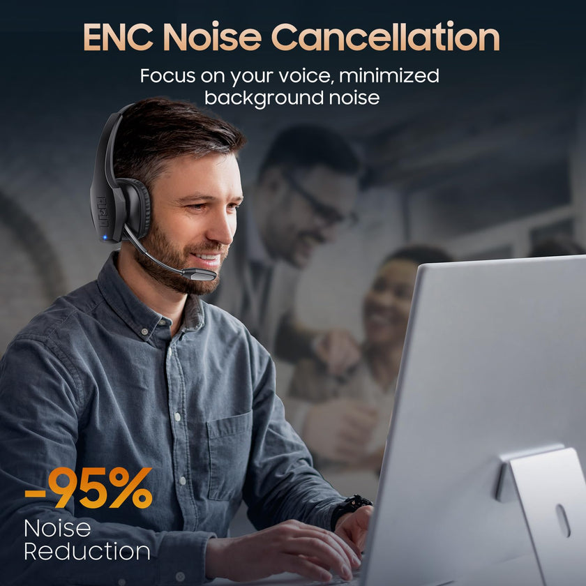 Bluetooth Headset with Microphone, Trucker Headset Bluetooth Wireless Noise Cancelling & Mute Button, 55 Hours Working Time Wireless On-Ear Headset 🍁 All In One Marketplace Canada