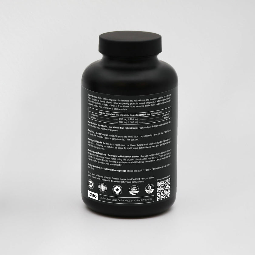 Caffeine Pills with L-Theanine - 180 Energy Pills for Women & Men - Clean & Long-Lasting Focused Energy - Sustained Release 100mg Caffeine + 200mg L Theanine - No Crash Capsules, Vegan Supplement 🍁 All In One Marketplace Canada