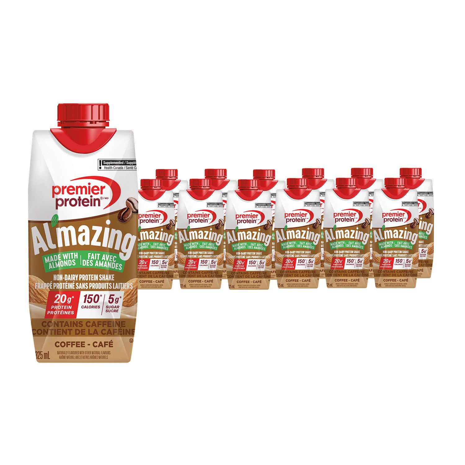 Premier Protein Al'mazing Non-Dairy Protein Shake, 20g Protein, 5g Sugar, 11 Fl oz, Coffee, 12 Count 🍁 All In One Marketplace Canada