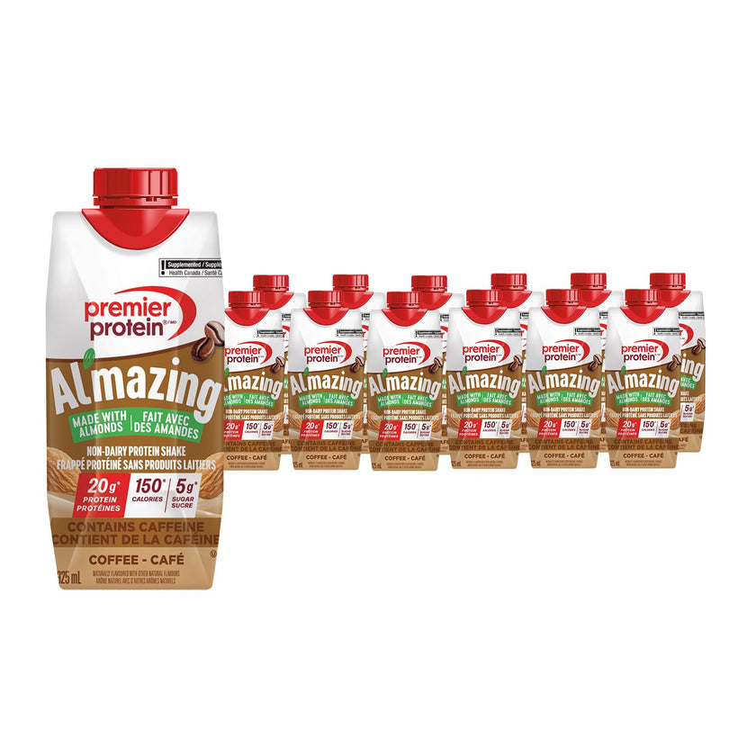 Premier Protein Al'mazing Non-Dairy Protein Shake, 20g Protein, 5g Sugar, 11 Fl oz, Coffee, 12 Count 🍁 All In One Marketplace Canada