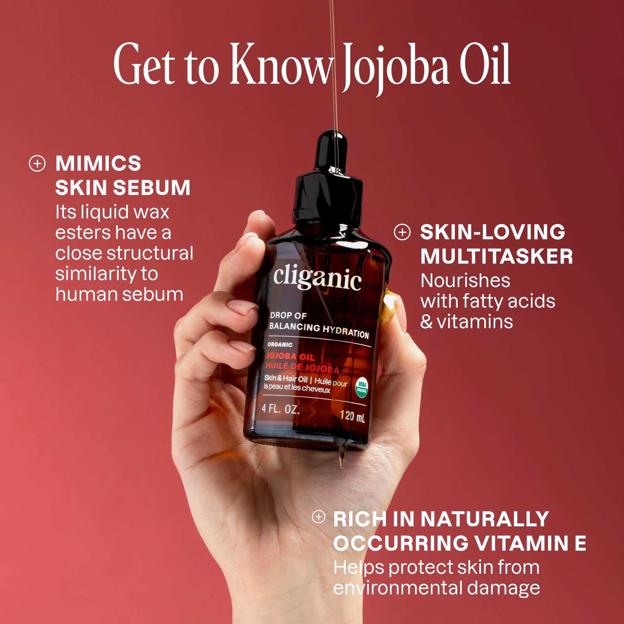 Cliganic Organic Jojoba Oil 473ml, 100% Pure | Bulk, Natural Cold Pressed Unrefined Hexane Free for Hair & Face | Base Carrier Oil 🍁 All In One Marketplace Canada