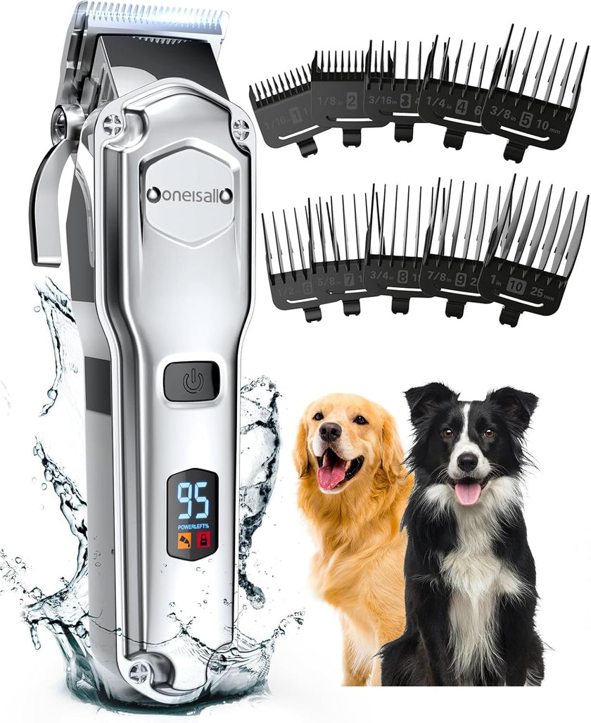 oneisall Dog Clippers for Grooming for Thick Heavy Coats/Low Noise Rechargeable Cordless Pet Shaver with Stainless Steel Blade/Waterproof Dog Shaver for Dogs Pets and Animals 🍁 All In One Marketplace Canada