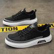 Men's Canvas Slip-On Sneakers Striped Color-Block Low-Top Casual Shoes