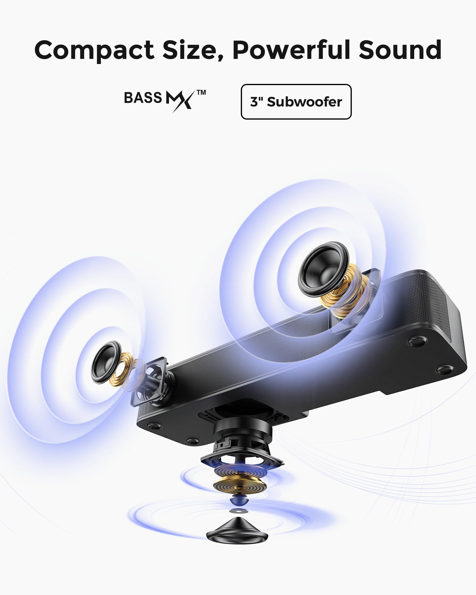 ULTIMEA 2.1ch Sound Bar for TV, Built-in Subwoofer, Peak Power 132W, App Control, 16 Inches Bluetooth 5.4 TV Speakers Soundbar, All-in-one PC Soundbar for Game, Opt/AUX/Wall Mount, Poseidon M20 Pro 🍁 All In One Marketplace Canada