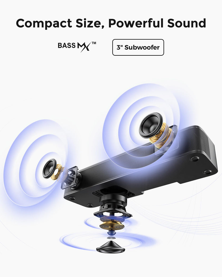 ULTIMEA 2.1ch Sound Bar for TV, Built-in Subwoofer, Peak Power 132W, App Control, 16 Inches Bluetooth 5.4 TV Speakers Soundbar, All-in-one PC Soundbar for Game, Opt/AUX/Wall Mount, Poseidon M20 Pro 🍁 All In One Marketplace Canada