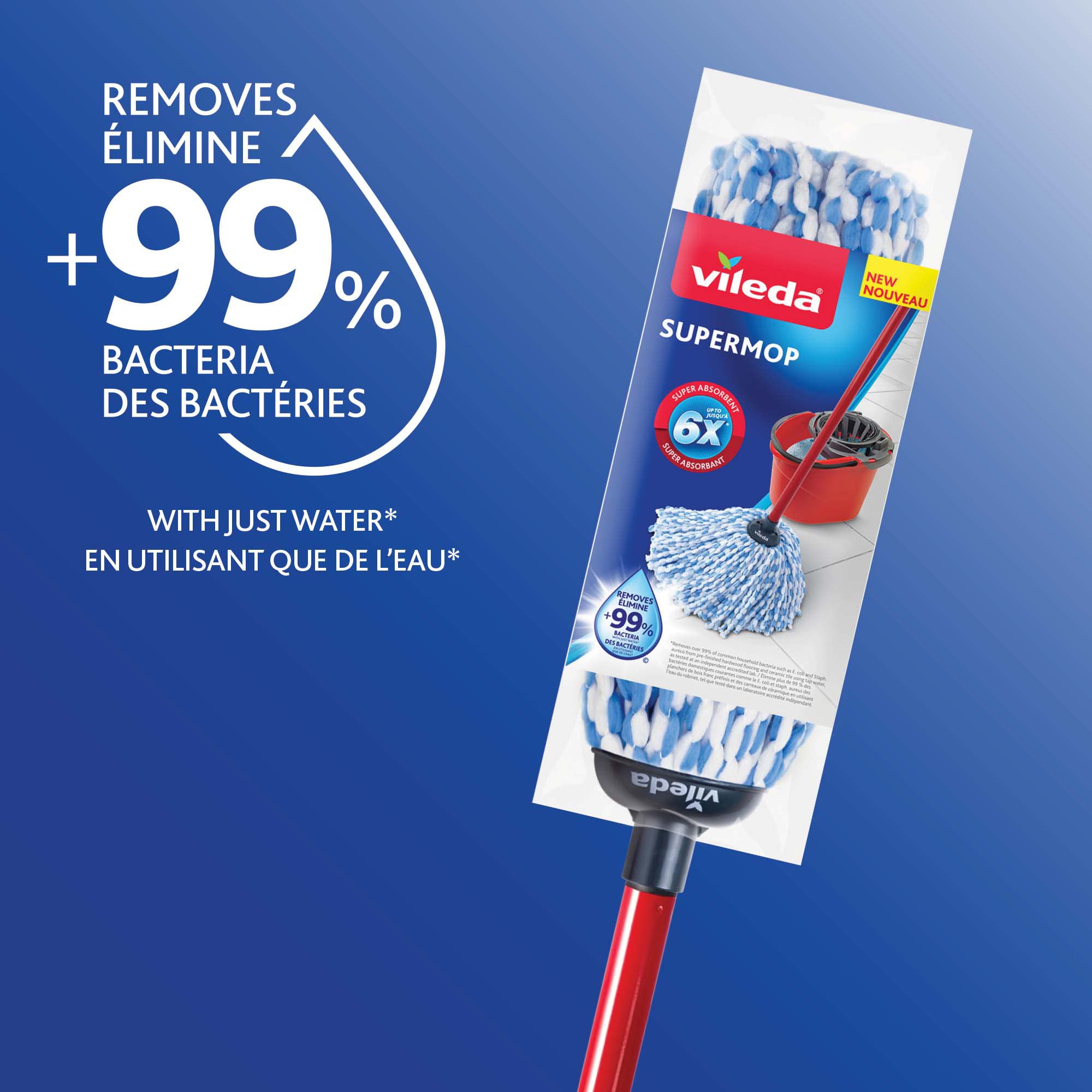 Vileda SuperMop and Bucket Set with 1 Extra Refill | Extendable Handle | Made of 100% Microfibre | Machine Washable Mop Head 🍁 All In One Marketplace Canada