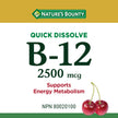 NATURE'S BOUNTY Vitamin B-12 Supplement, 2500 mcg, Quick Dissolve Tablets, Natural Cherry Flavour, Helps In Energy Metabolism, Essential In Normal Formation Of Blood Cells, 120 Tablets, 42 g 🍁 All In One Marketplace Canada