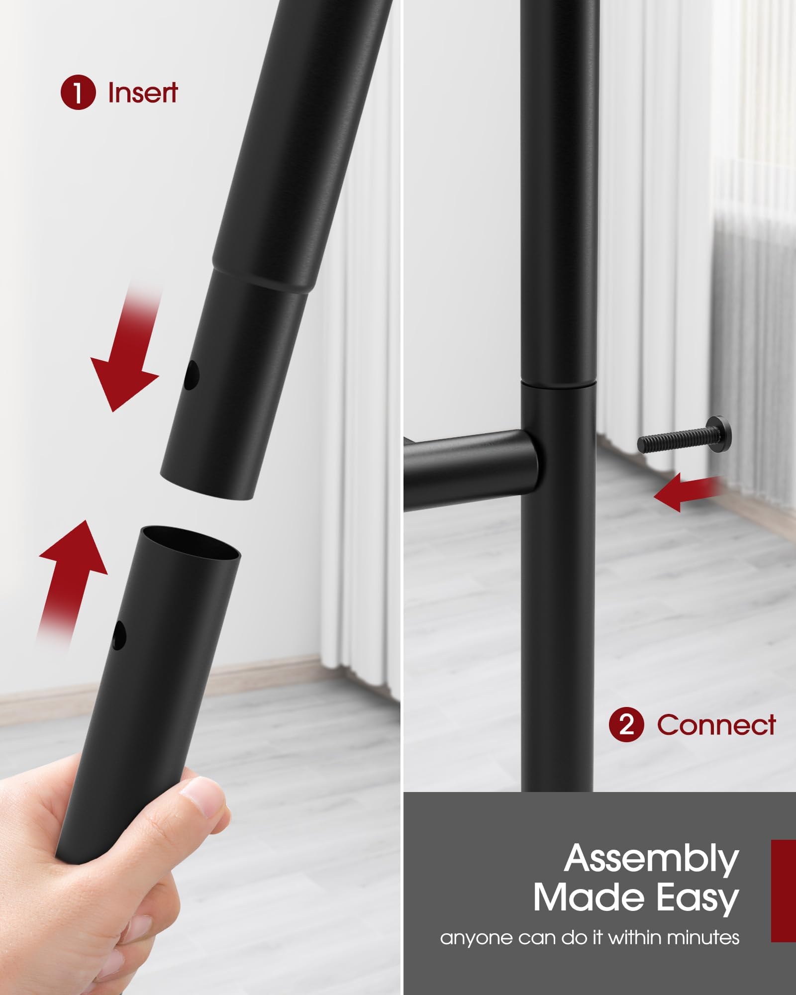 Sakugi 5 Tier Shelf - Heavy Duty Metal Storage Shelves with Adjustable Leveling Feet, Large Capacity Shelving Unit with Multiple Hooks for Kitchen, Pantry, Office (84 x 32 x 183 cm, Black) 🍁 All In One Marketplace Canada