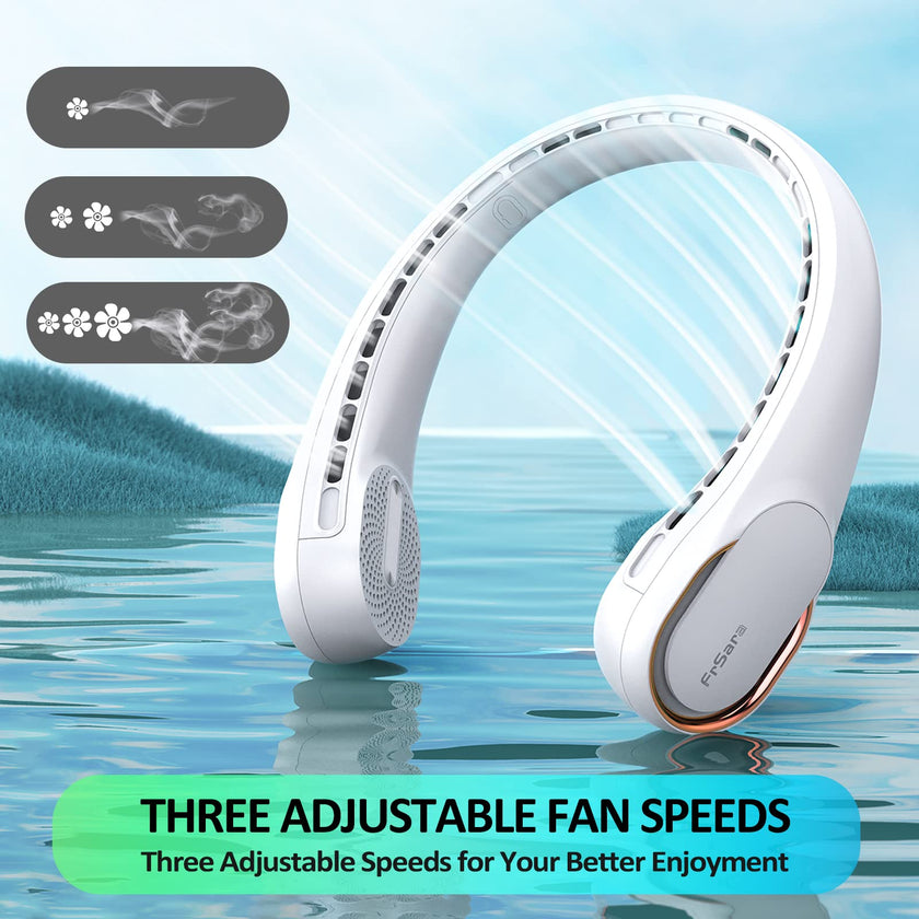 Neck Fan, Neck Fans Portable Rechargeable, Upgrade 360° Air Outlet, Super Quiet, 3 Speeds, 4000mAh Personal Bladeless Wearable Fan for Indoor Outdoor Travel-White 🍁 All In One Marketplace Canada