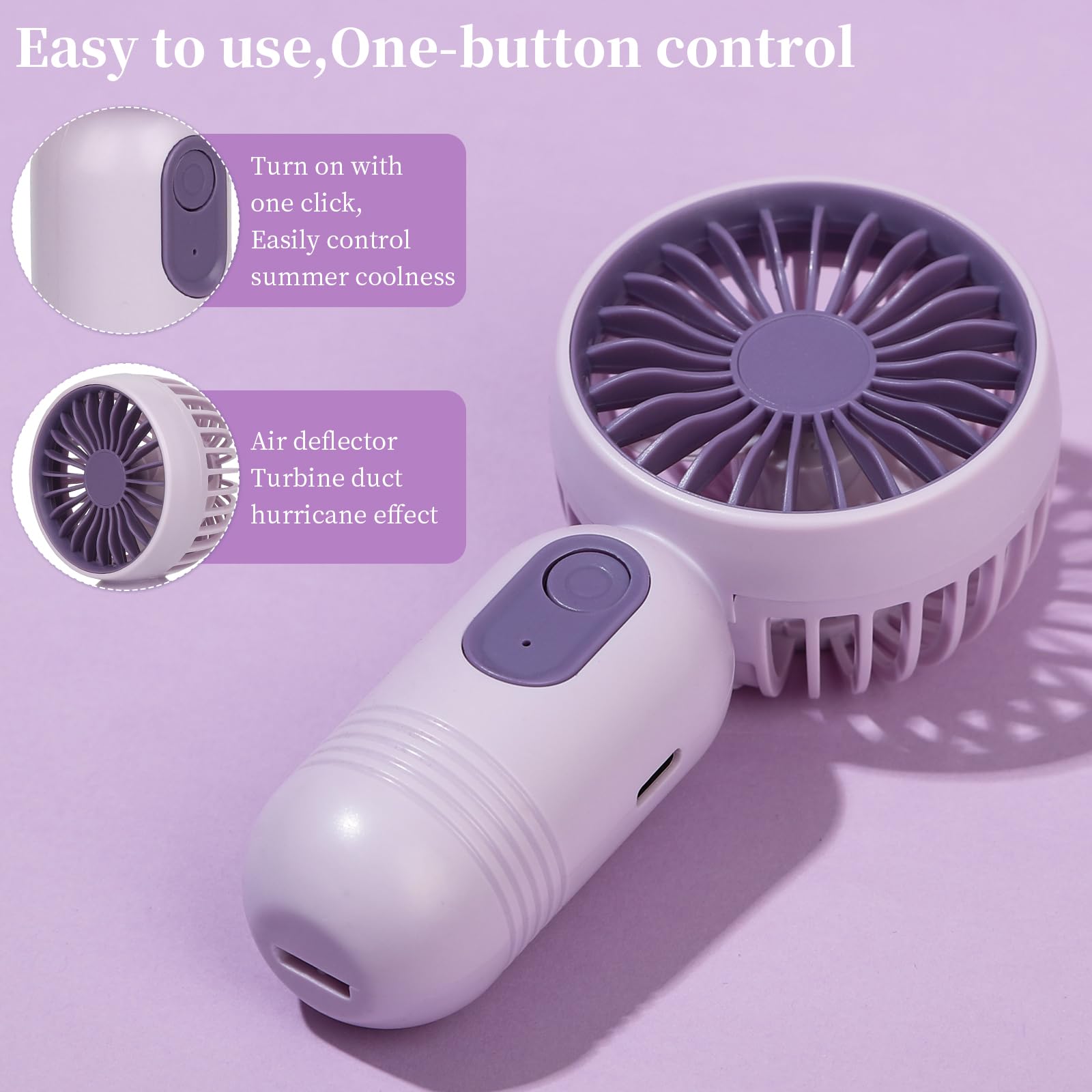 Ackdine Mini Portable Fan - Handheld Fan, 3 Pack USB Rechargeable Personal Fan, Battery Operated Lightweight Small Makeup/Pocket Fan with 3 Speeds For Stylish Girl Boys Women Men Office Outdoor Travel 🍁 All In One Marketplace Canada