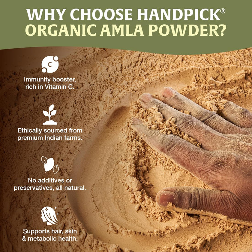 HANDPICK, Amla Powder (397gm/14oz) Halal Amalaki, Non-GMO | 100% Raw and Natural - Lab Tested for Purity | Indian Gooseberry Powder | Resealable Zip Lock Pouch 🍁 All In One Marketplace Canada
