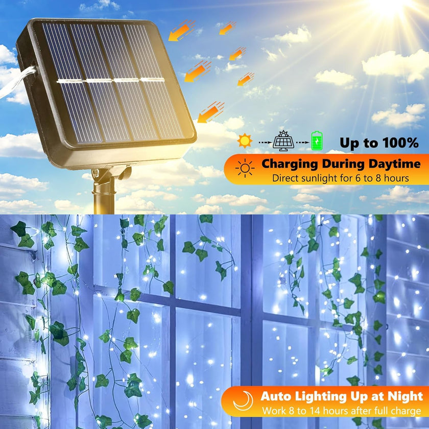 Lomotech Solar String Lights Outdoor - 2 Pack Total 66ft 200LED Solar Fairy Lights Waterproof 8 Modes Twinkle Lights for Outdoor, Patio, Garden, Yard, Party, Wedding, Tree Decoration (White) 🍁 All In One Marketplace Canada