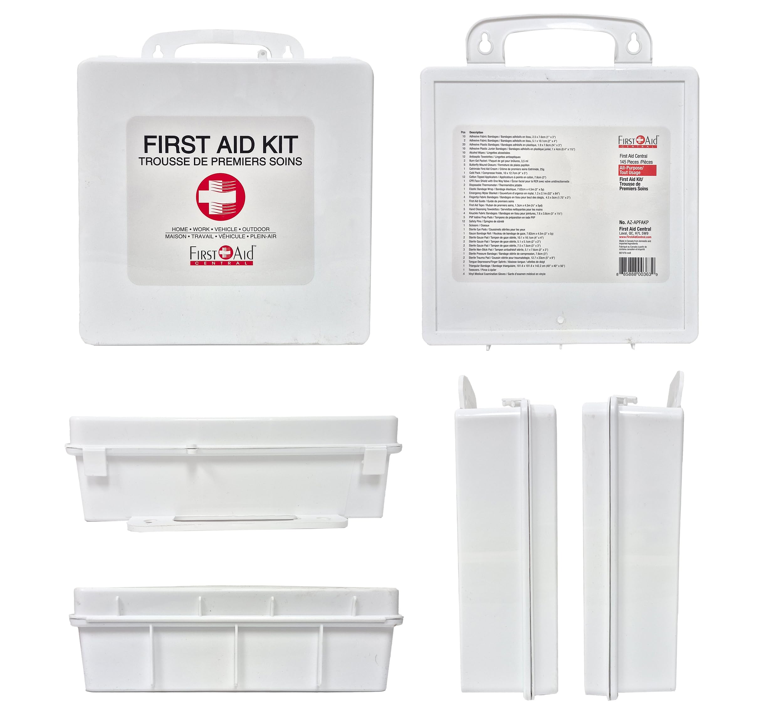 First Aid Central AZ-APFAKP All-Purpose Emergency First Aid Kit For Home, Work, and Travel, 145 Pieces 🍁 All In One Marketplace Canada