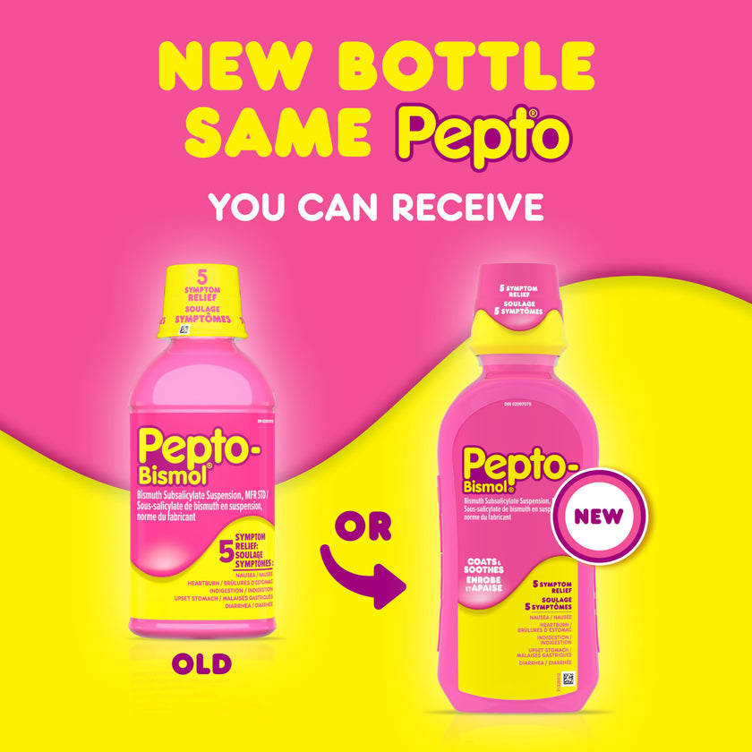 Pepto Bismol Liquid, Upset Stomach Relief, Diarrhea Relief, Heartburn, Nausea, Indigestion, Upset Stomach, Original Flavor, Pack of 2, 480mL each 🍁 All In One Marketplace Canada