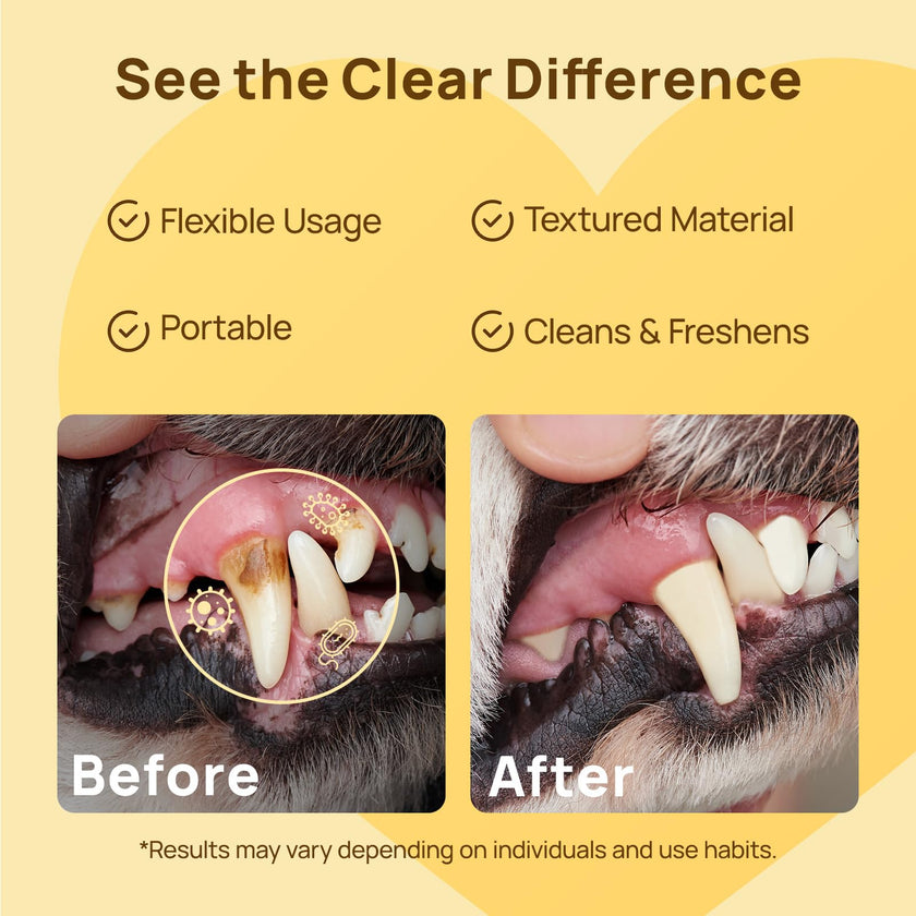 HICC PET Teeth Finger Wipes for Dogs & Cats, Vet-Recommended Teeth Cleaning Wipes, Removes Bad Breath, Plaque & Tartar, Fresh Breath Oral Care, Toothbrush & Toothpaste Alternative, Unscented 🍁 All In One Marketplace Canada