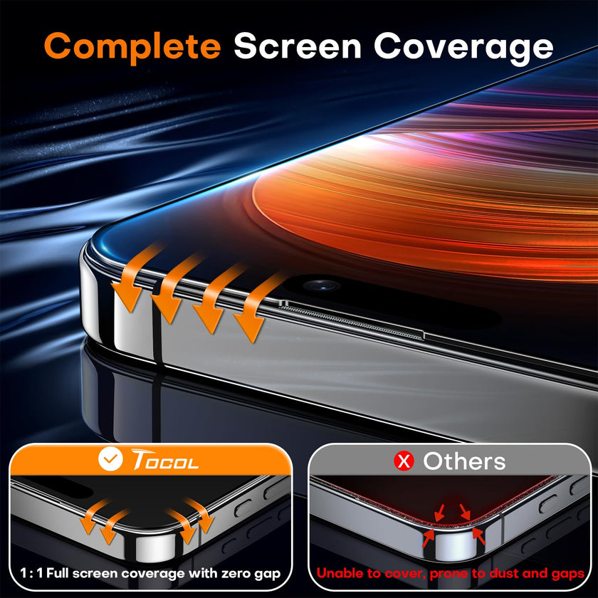 TOCOL 2 Pack for iPhone 16 Screen Protector [Instant Installation][Auto-Dust Removal][HD Clear], Unbreakable 9H+Hardness Shatterproof Tempered Glass [Bubble Proof] 🍁 All In One Marketplace Canada