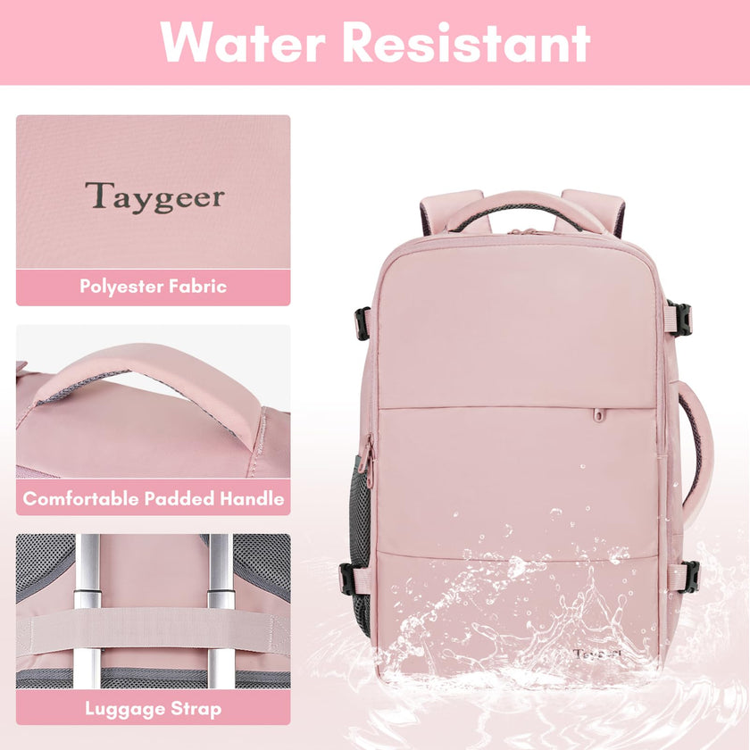 Taygeer Travel Backpack for Women, Carry On Backpack with Shoe Pouch, TSA 15.6inch Laptop Backpack Flight Approved, College Nurse Bag Casual Daypack for Weekender Business Hiking, Pink 🍁 All In One Marketplace Canada