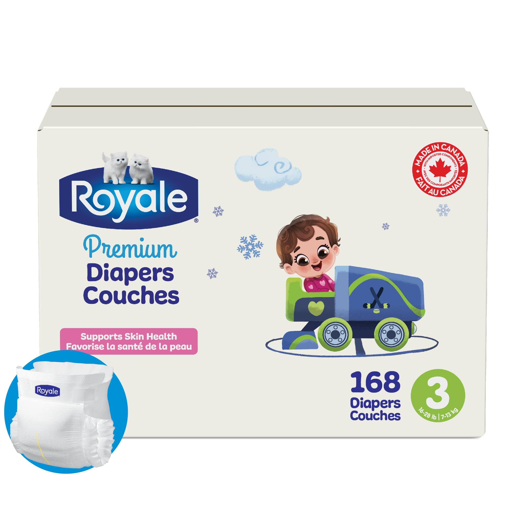 Royale Premium Diapers, Size 3 (16-28 lb), 168 Count, Disposable Baby Diapers (Packaging may vary) 🍁 All In One Marketplace Canada
