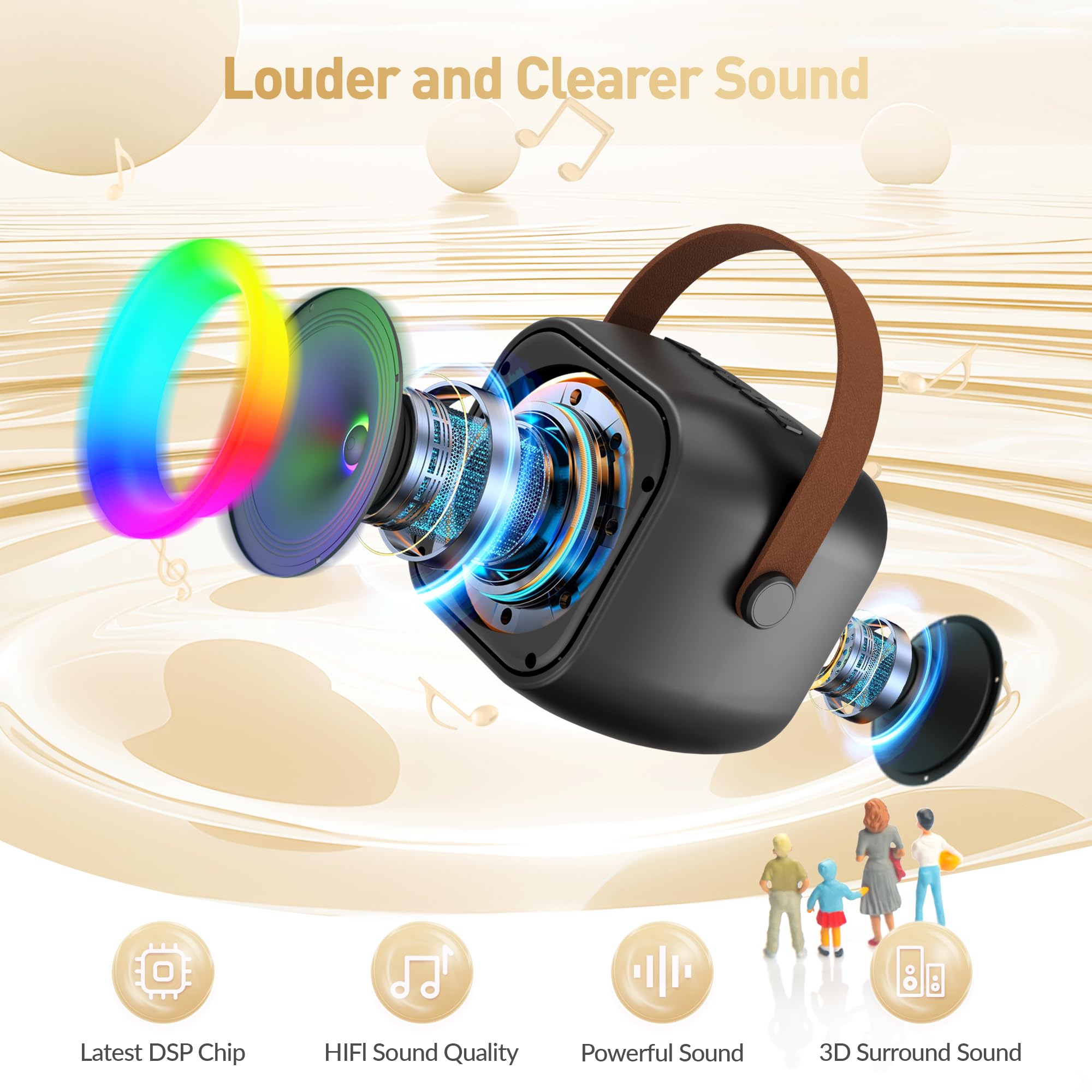 Mini Karaoke Machine, Portable Bluetooth Karaoke Speaker with 2 Wireless Microphones and Party Lights for Kids and Adults, Birthday Gifts for Girls Boys Family Home Party 🍁 All In One Marketplace Canada