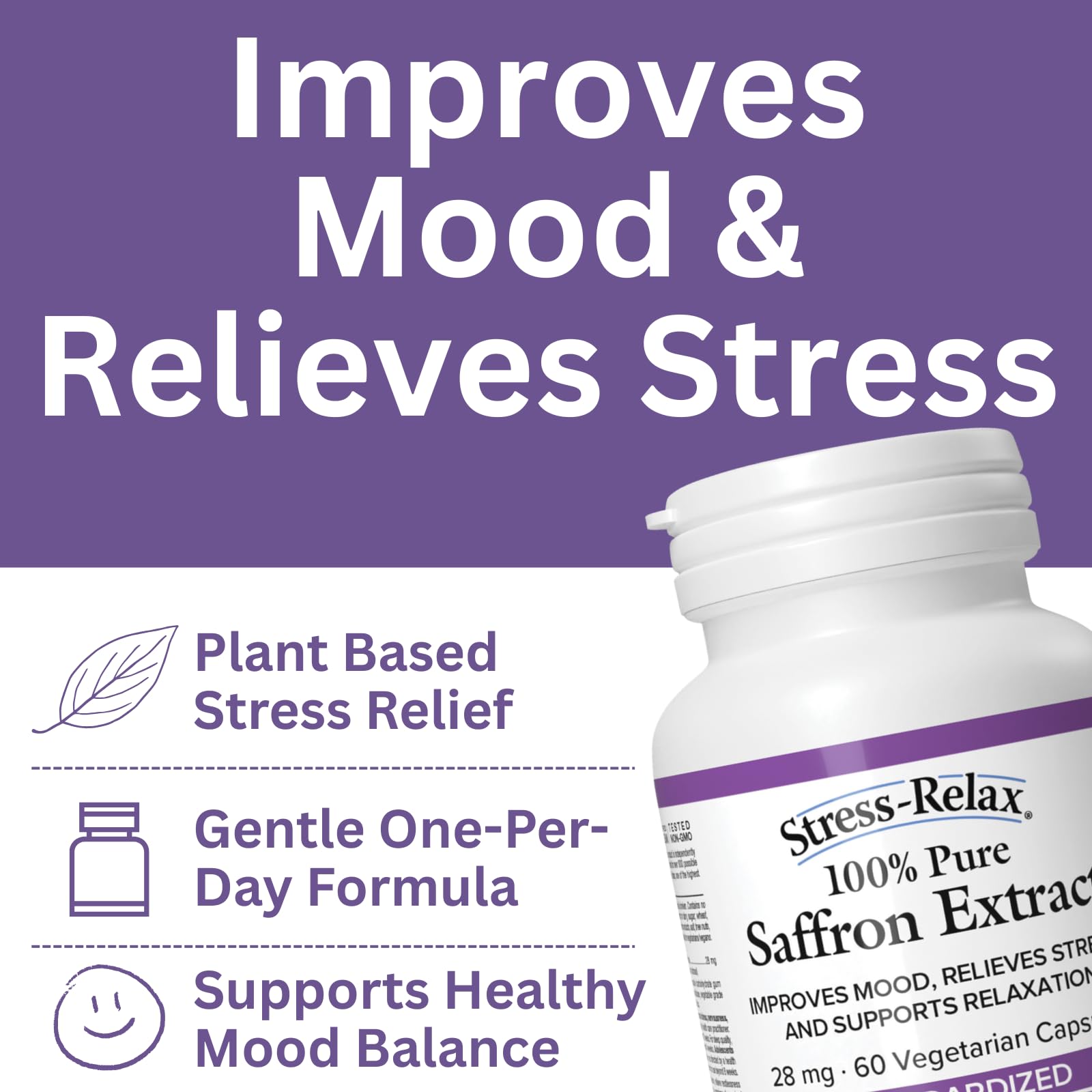 Natural Factors Stress-Relax Saffron Extract 28 mg, 60 DAY SUPPLY, 100% Pure, 60 Veg Caps, Improves Mood, Relieves Stress & Supports Relaxation, Proudly Canadian 🍁 All In One Marketplace Canada