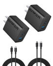 Anker iPhone 17/16 Charger, 2-Pack 20W Fast USB C Charger Block, for iPhone 17/16/16 Pro Max/15 Series/iPad Pro and More (2 Pack & 2 Cable)(Black) 🍁 All In One Marketplace Canada