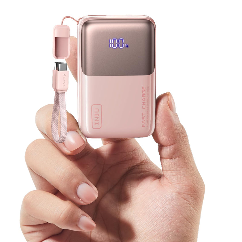 INIU Power Bank, Ultra Mini 10000mAh 45W Fast Charging Portable Charger, USB C Battery Pack with Cable, Flight-Safe Travel Powerbank for iPhone 17 16 15 14 13 12 Pro Max Air, Samsung S26 S25 S24, Pink 🍁 All In One Marketplace Canada