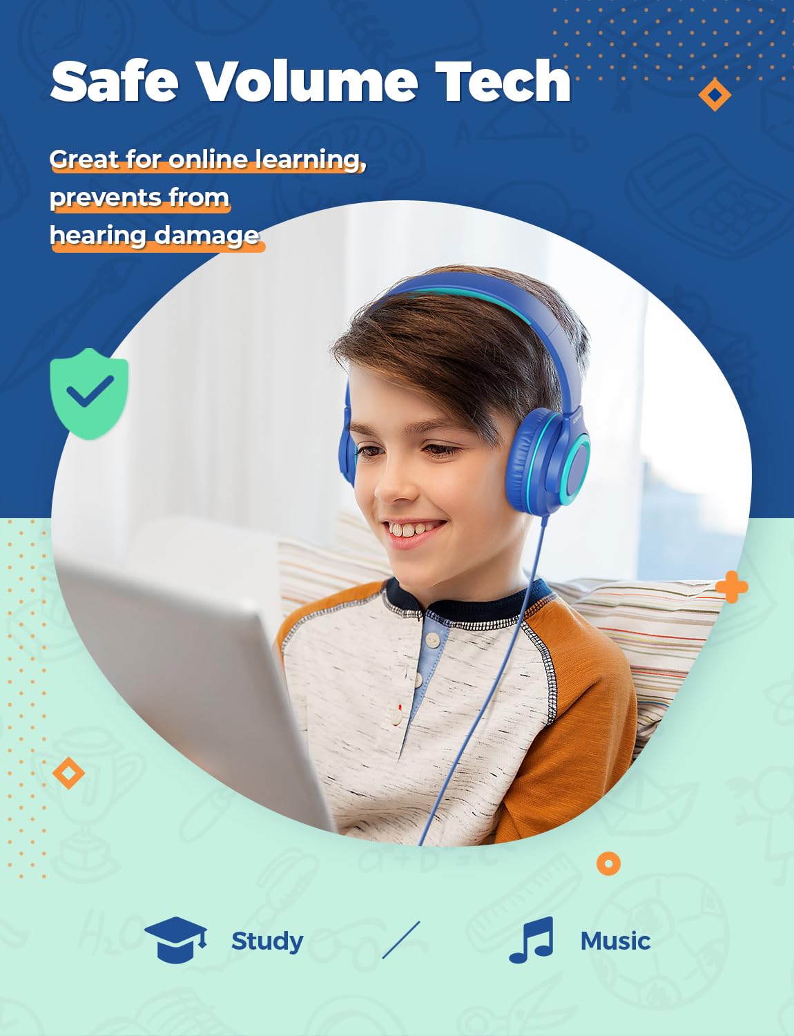 iClever 2Pack Kids Headphones with Sharing Splitter - 85dBA Safe Volume Limited - HS22 Wired Headphones for Kids Teens, Tangle-Free 3.5mm Jack Foldable Stereo Headphone for School/Tablet/Travel 🍁 All In One Marketplace Canada